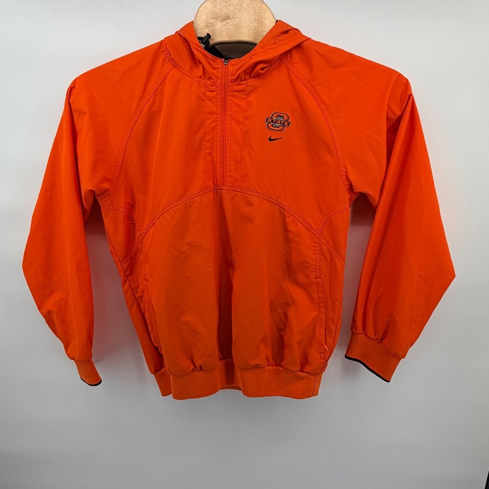 Nike Oklahoma State OSU Cowboys Woman's Large Orange Half Zip Windbreaker Jacket